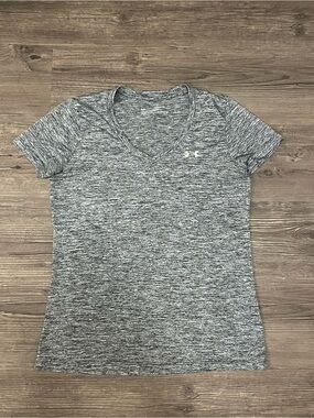 Under Armour Women's Gray Heather V-Neck Performance Tee - Short Sleeve